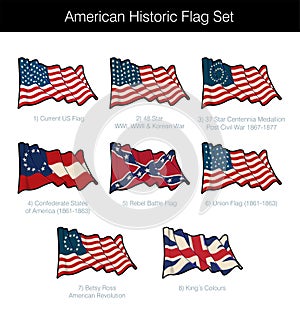 American Historic Waving Flag Set