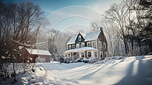 The American home, in winter. AI Generated