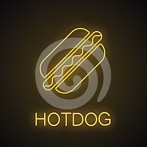 American hot dog neon light icon