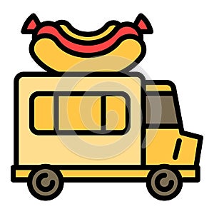 American hot dog truck icon, outline style