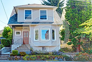 American house exterior in classic style with curb appeal