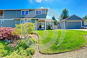 American house with landscaped front yard