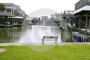 American houses in south Texas river boats