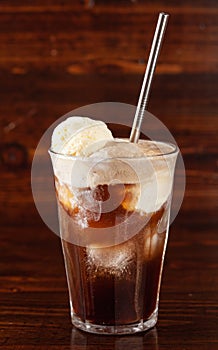 American ice cream float with cola