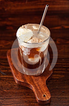 American ice cream float with cola