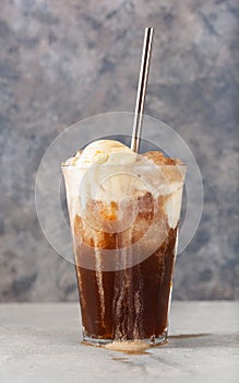 American ice cream float with cola