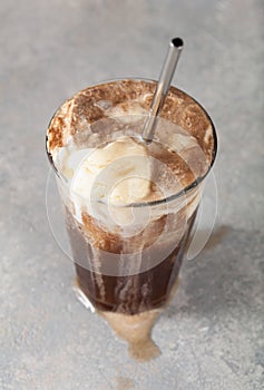 American ice cream float with cola
