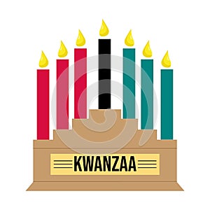 American illustration with red green black kwanzaa candles on light background. Holiday vector illustration. Vector