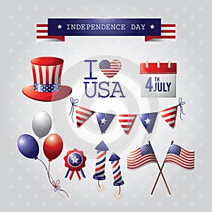 American independence day icons. Vector illustration decorative background design