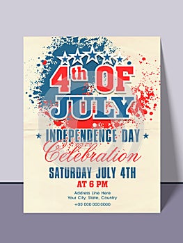 American Independence Day invitation card.