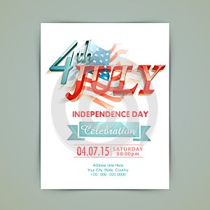 American Independence Day invitation card.