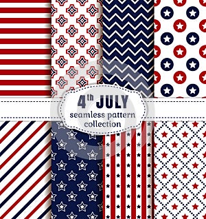 American Independence Day. Seamless patterns set.