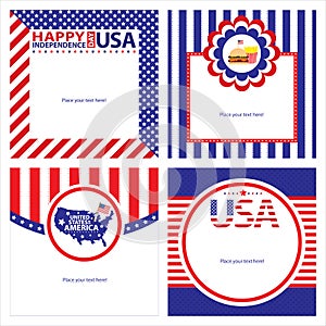 American Independence day template card sets.