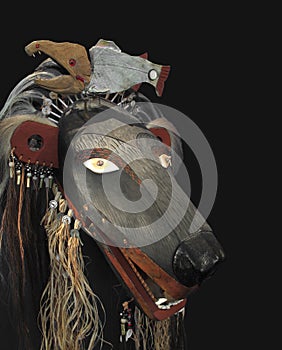 American Indian bear mask isolated.