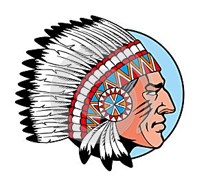 American Indian Chief head profile. Vector illustration