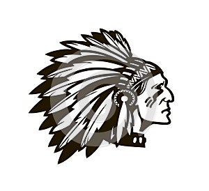 American Indian Chief. Logo or icon. Vector illustration