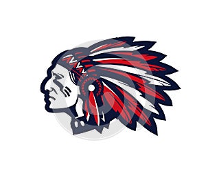 American indian chief vector logo or icon