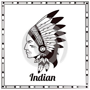 American indian chieftain black sketch photo