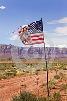Americký indický vlajka cestovať 