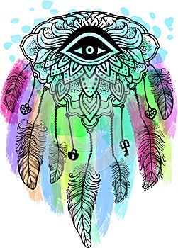American Indian talisman dreamcatcher with eye