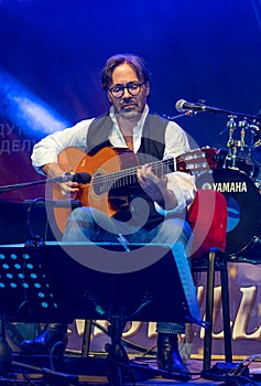 American jazz fusion and Latin jazz guitarist Al Di Meola performing live at Nisville Jazz Festival, August 11. 2016