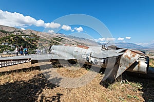 American Lockheed T-33 Shooting Star aircraft at Gjirokastra Castle, Albania