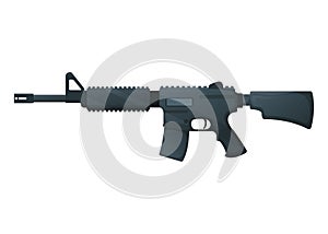 American m16 military rifle, icon self defence automatic weapon concept cartoon vector illustration, isolated on white. Shooting