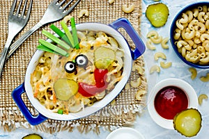 American mac and cheese macaroni pasta baked with cheesy sauce for kids