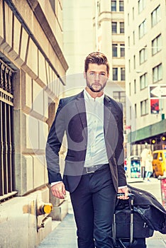 Young man traveling in New York City