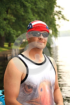 American man dressed for 4th of July celebration