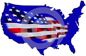 American map and flag