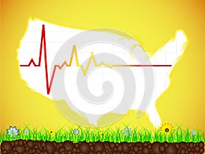 American map with heart pulse