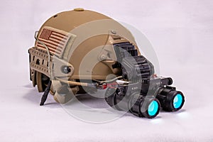 American Military Helmet With Night Vision Goggles