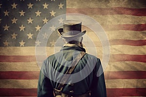American military top hat flag usa. Generate Ai