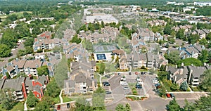American modern apartment complex of residential condominimum quarter of aerial viewed in East Brunswick New Jersey US