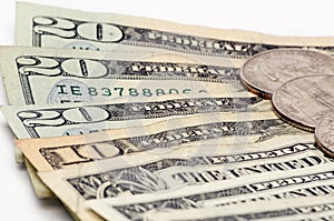 American money dollar bills closeup