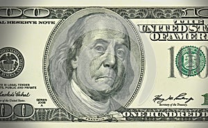 American money - one hundred dollars banknote with worried expression