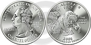 American money quarter 25 cent coin Alaska