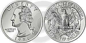 American money Washington quarter 25 cent coin