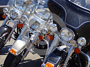 American motorcycles parking in a row