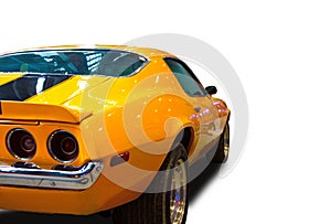 American Muscle Car back light. White background.