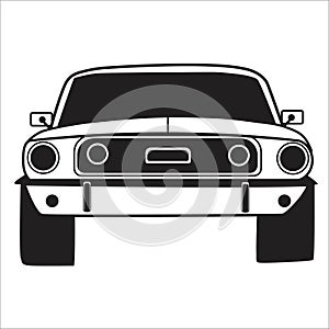 American muscle car ford mustang illustration vector lines black and white