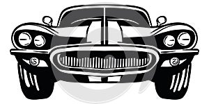 American muscle car line art vector illustration - Out line
