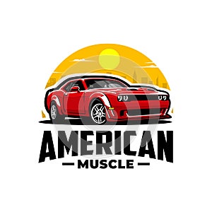 American Muscle Car Logo Vector Art Illustration. Best for Automotive Tshirt Design