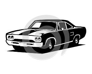 american muscle car logo vector front view suitable for auto industry, badge, emblem, isolated white background