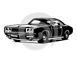 american muscle car logo vector front view suitable for auto industry, emblem, t-shirt. isolated white background