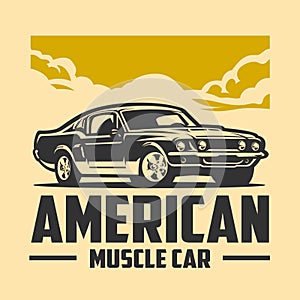 American muscle car retro classic vector graphic design isolated