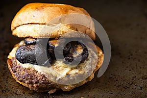 american mushroom cheese hamburger