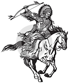 American native Indian chief on a horseback