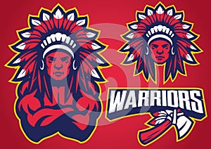 American Native Warrior mascot set